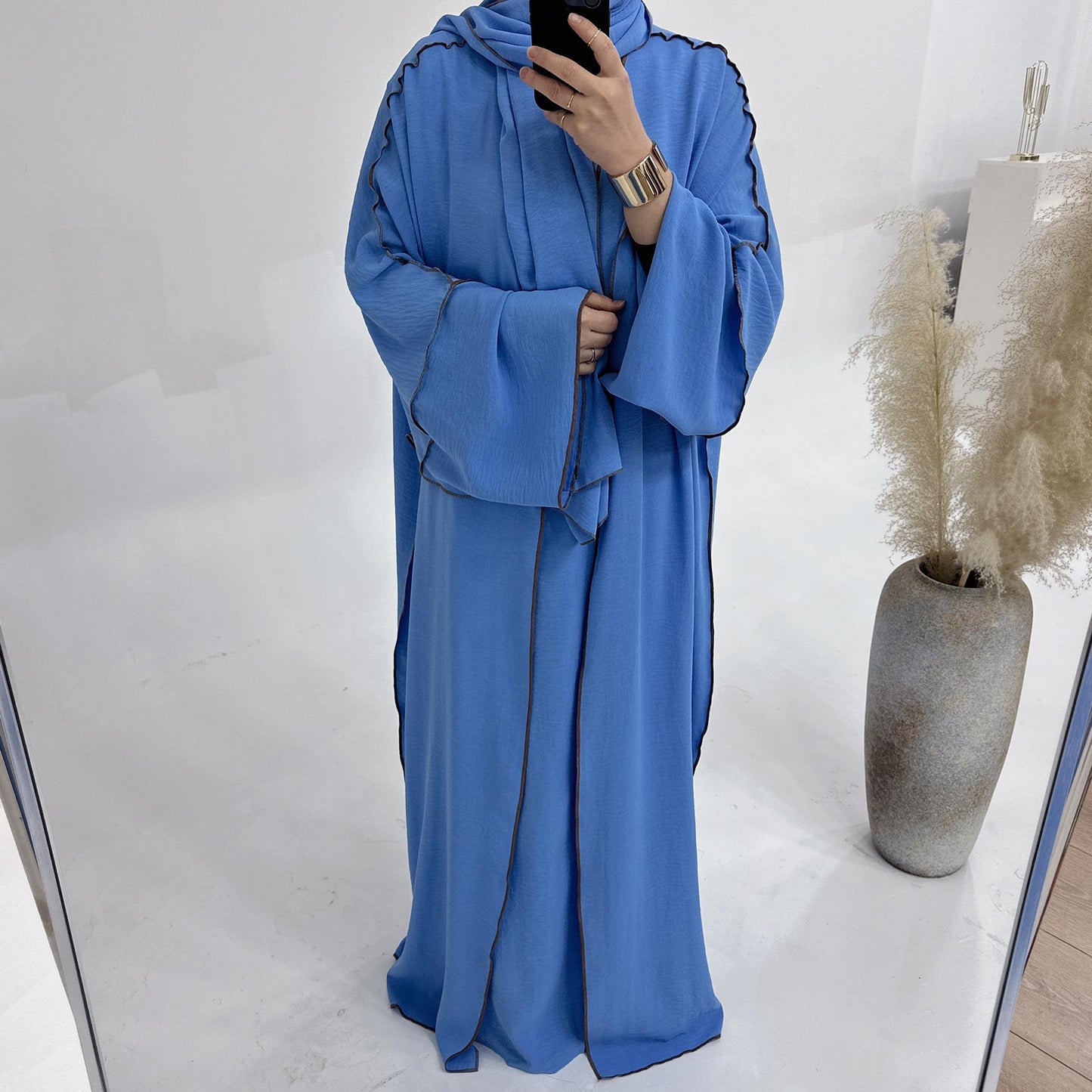 LUMAYA LM1182 3pcs Set Crepe Inner Dress and Cardigan and Hijab