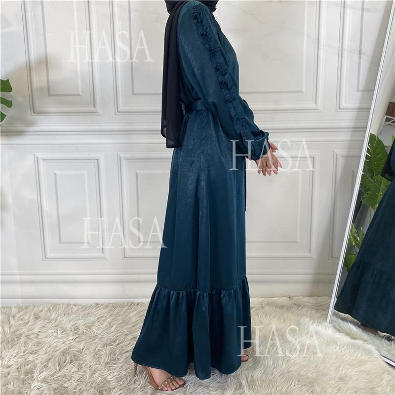 LM6591 Solid Color Turtleneck Long Sleeve Dress with Pleated Waistband