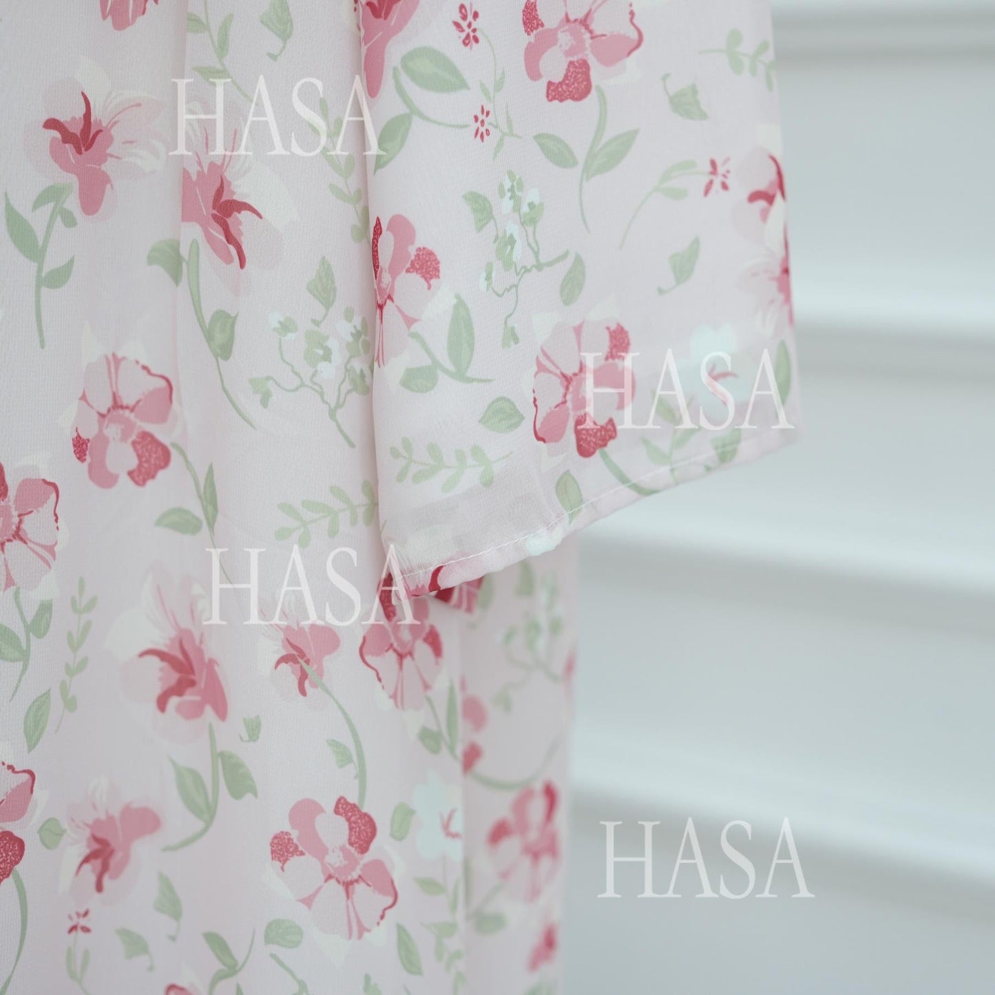 LUMAYA6515 Summer Printed Chiffon Jacket and Headscarf Two-Piece Set