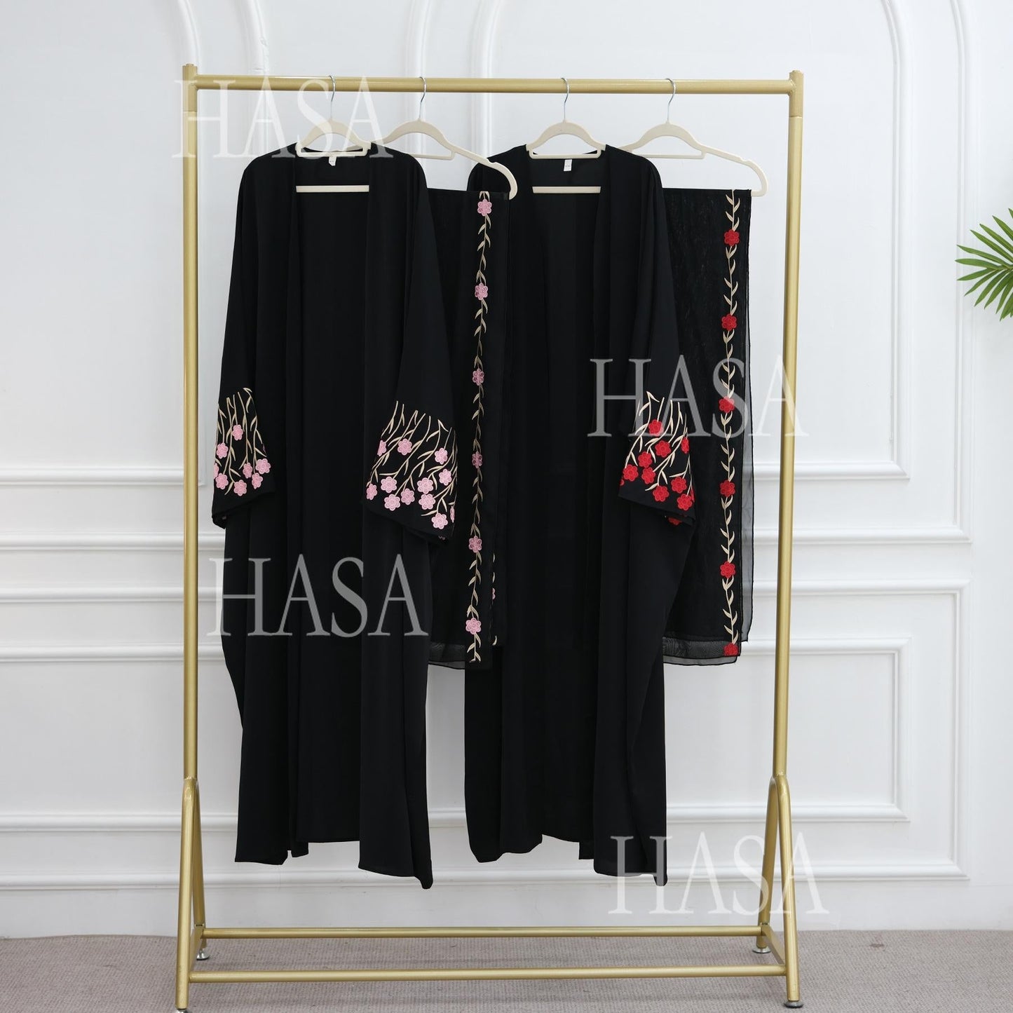 HA6529 Embroidered cardigan robe with headscarf, optional inner wear combination