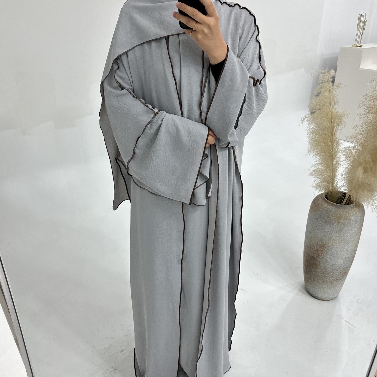 LUMAYA LM1182 3pcs Set Crepe Inner Dress and Cardigan and Hijab