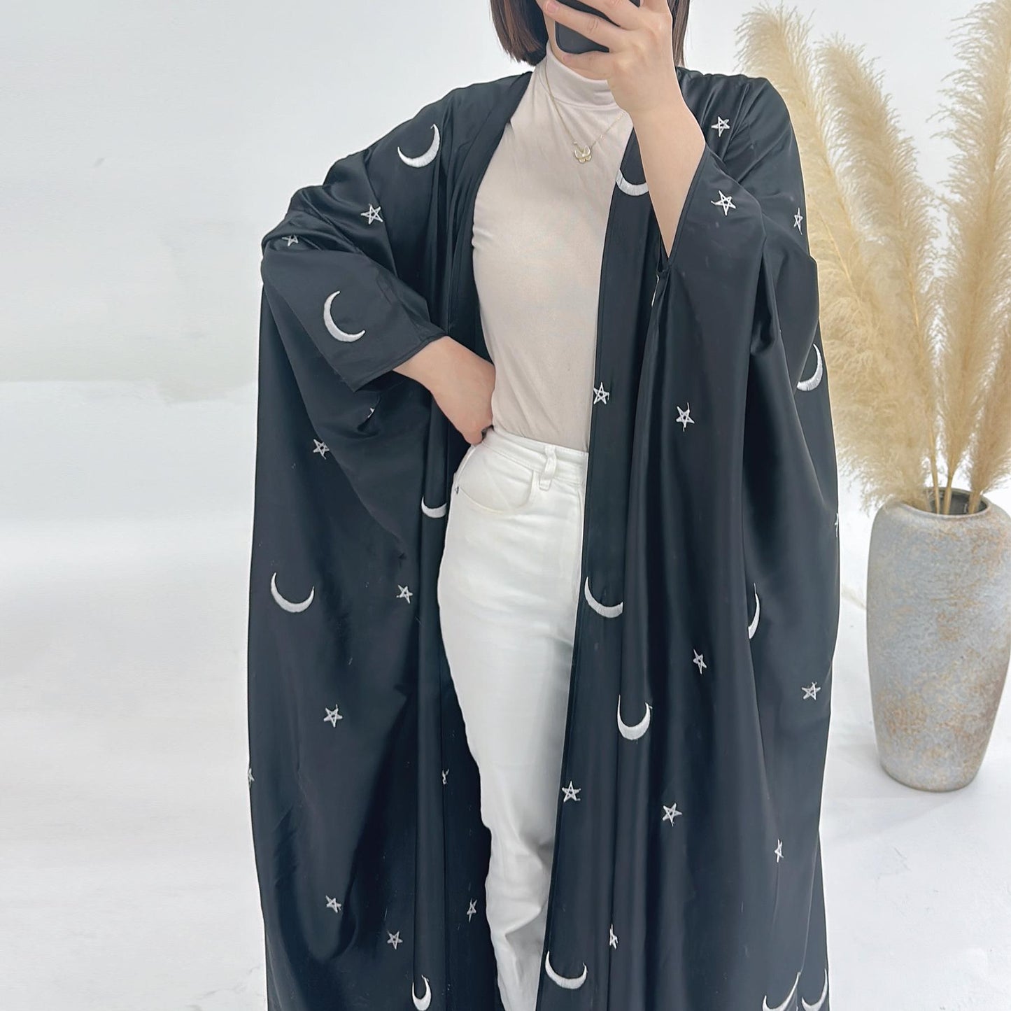 LUMAYA LM1171 Moon Embroidered Robe Kaftan Abaya