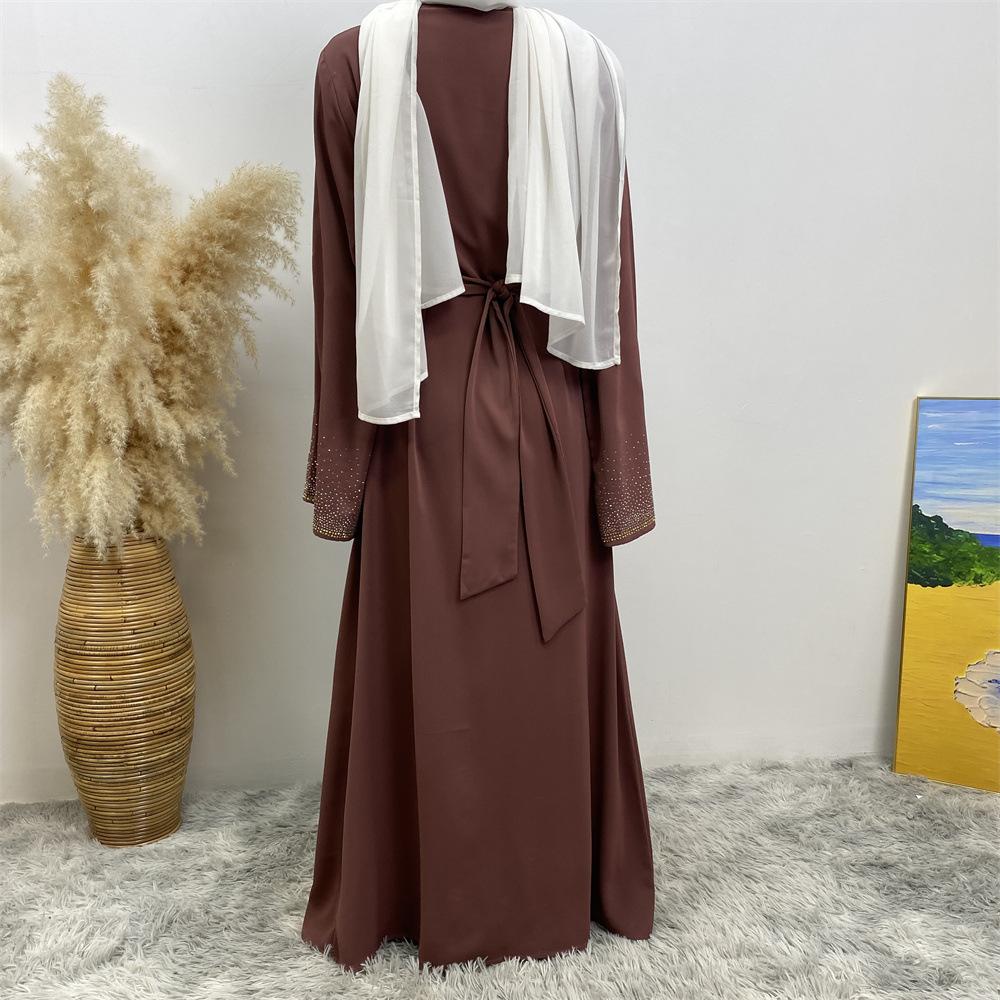 LUMAYA LUMAYA1086 Hot Diamond Lace Up Cardigan with Pocket Dress