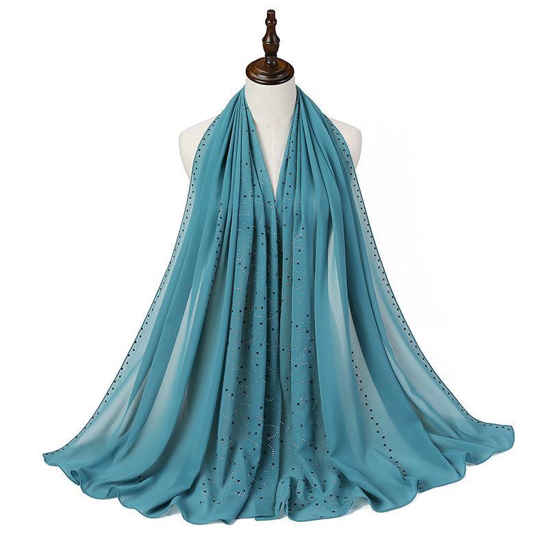 LUMAYA LM1127 Pearl Chiffon Rhinestone Headscarf