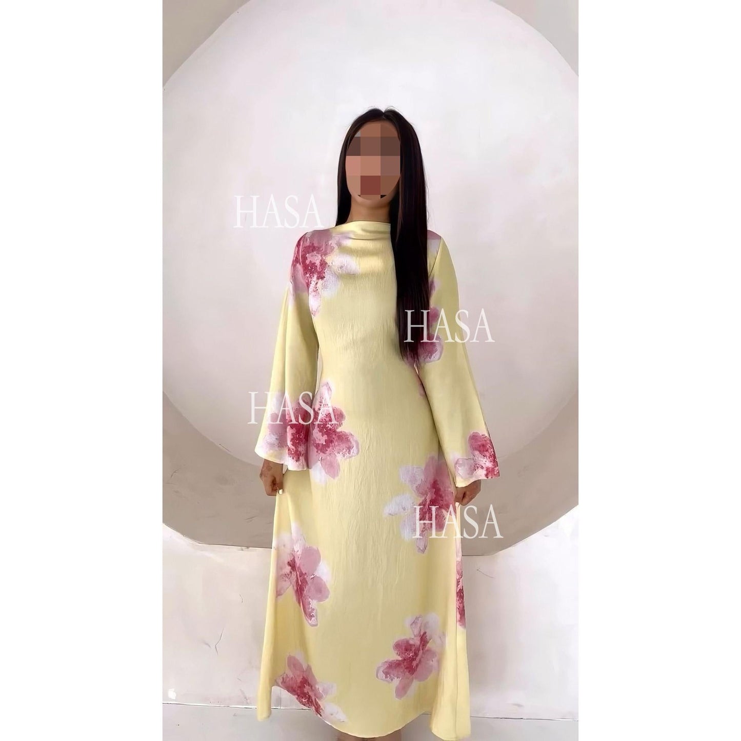 LUMAYA6503 Long-sleeved Waist-length Printed Dress (one Piece)