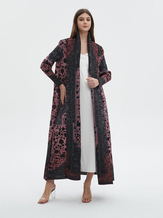 LUMAYA6705 Midnight Blush , Intricate Patterned Abaya for Ramadan