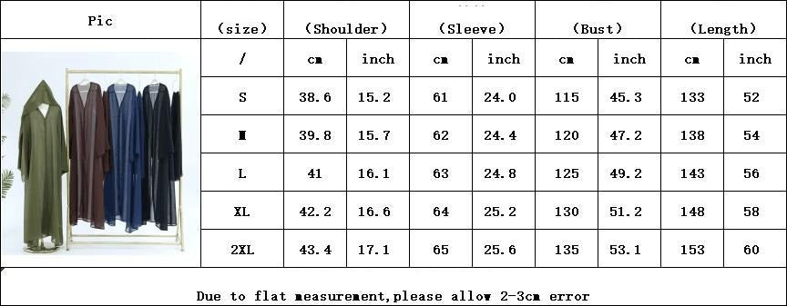 LUMAYA6513 Double-layered sleeve chiffon cardigan two-piece robe abaya (headscarf not included)