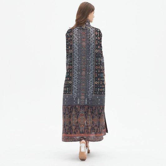 HS6727 Multicolor Printed Abaya with Traditional Motifs