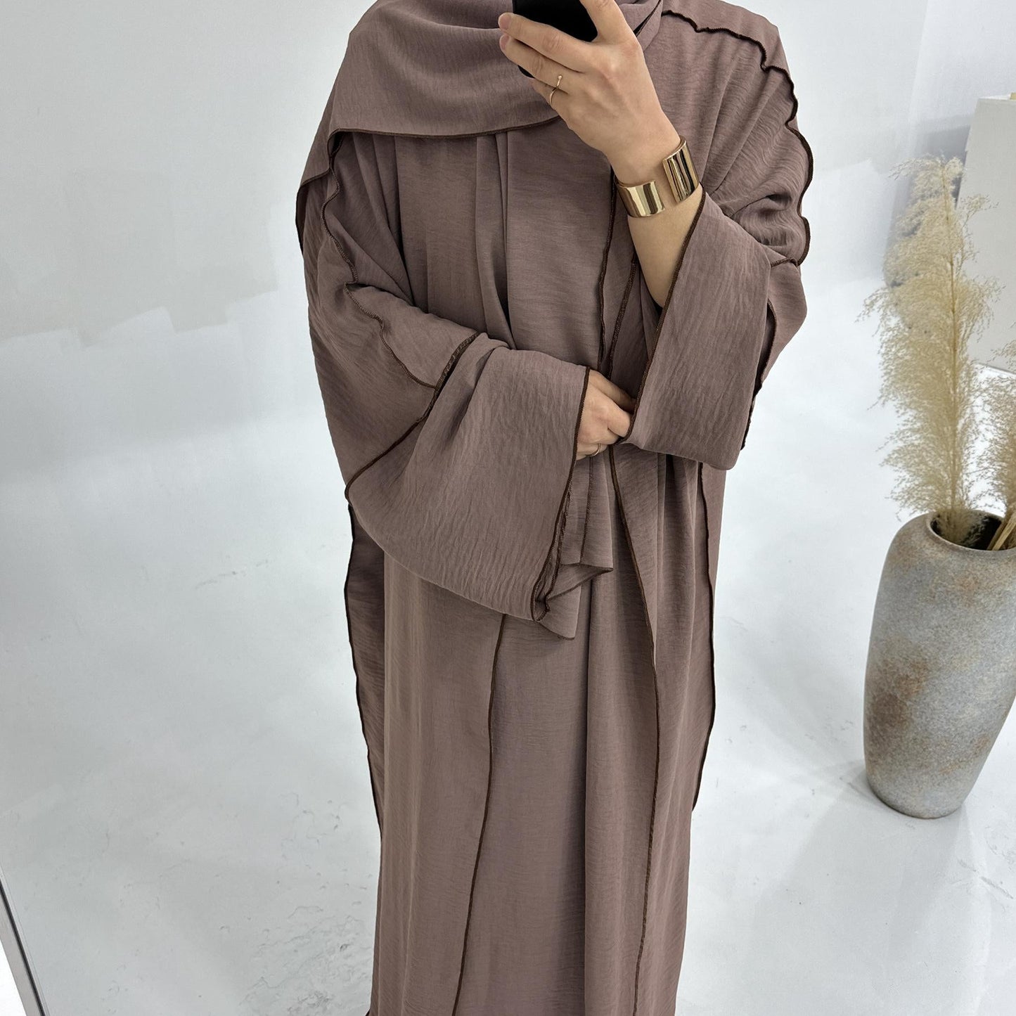 LUMAYA LM1182 3pcs Set Crepe Inner Dress and Cardigan and Hijab