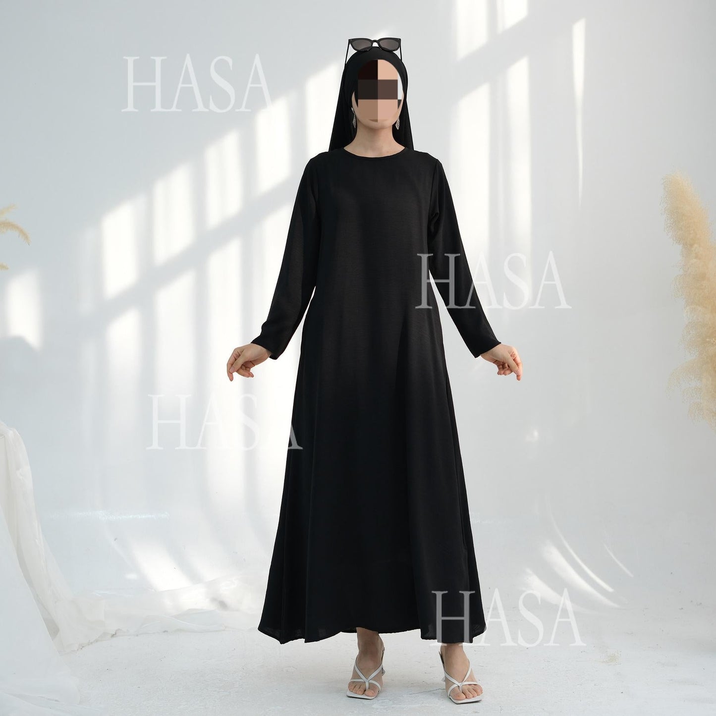 LUMAYA6513 Double-layered sleeve chiffon cardigan two-piece robe abaya (headscarf not included)