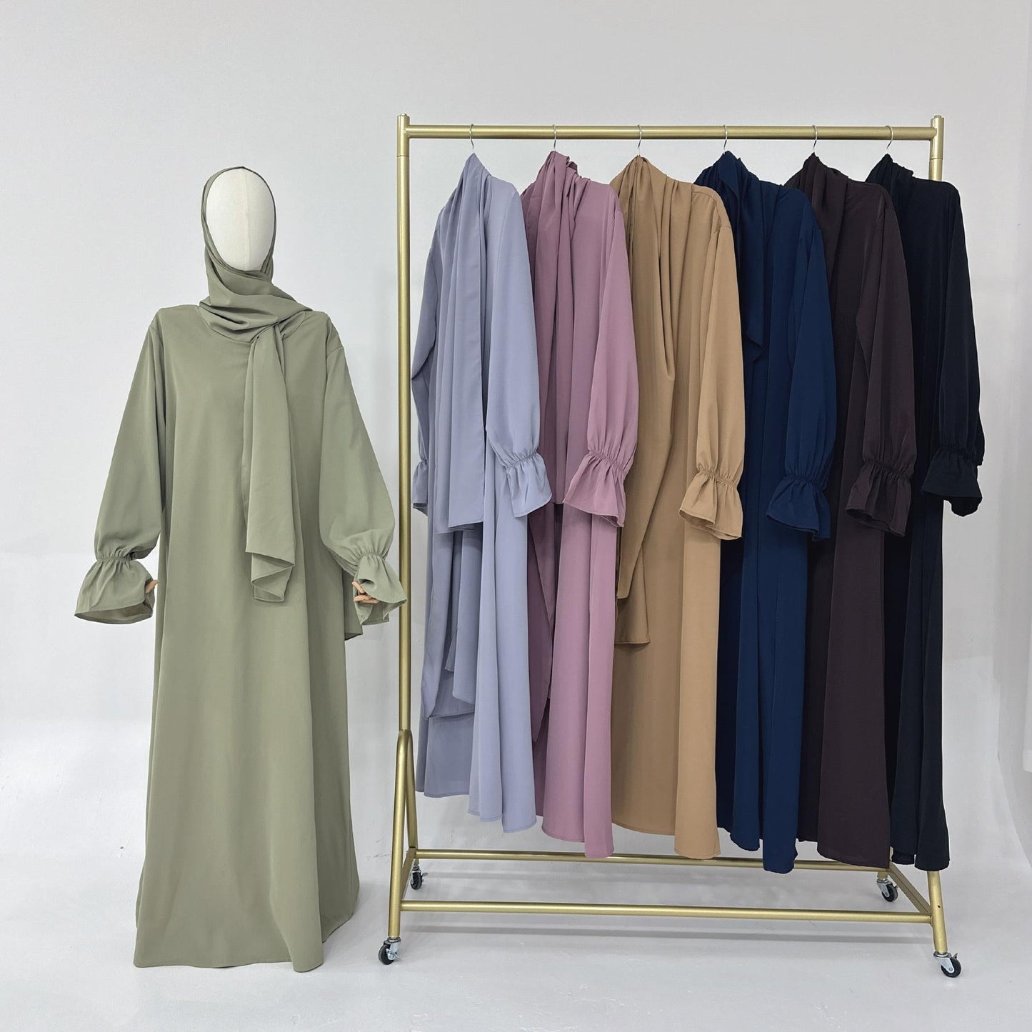 LUMAYA LM1173 Solid Color Hooded Abaya with Side Pocket