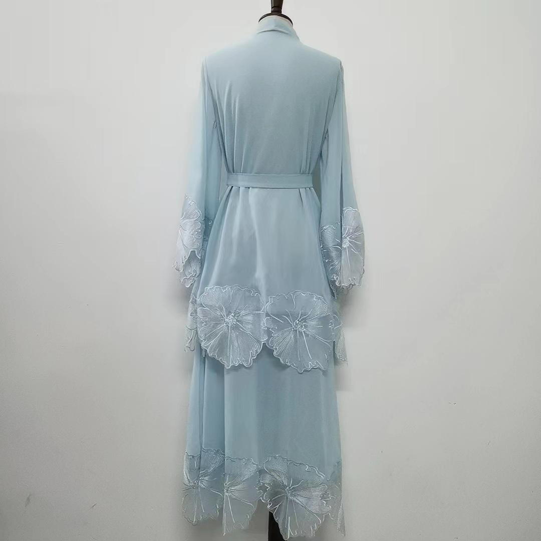 LUMAYA LUMAYA1025 1pcs Lace Embroidery Double-Layer Cardigan