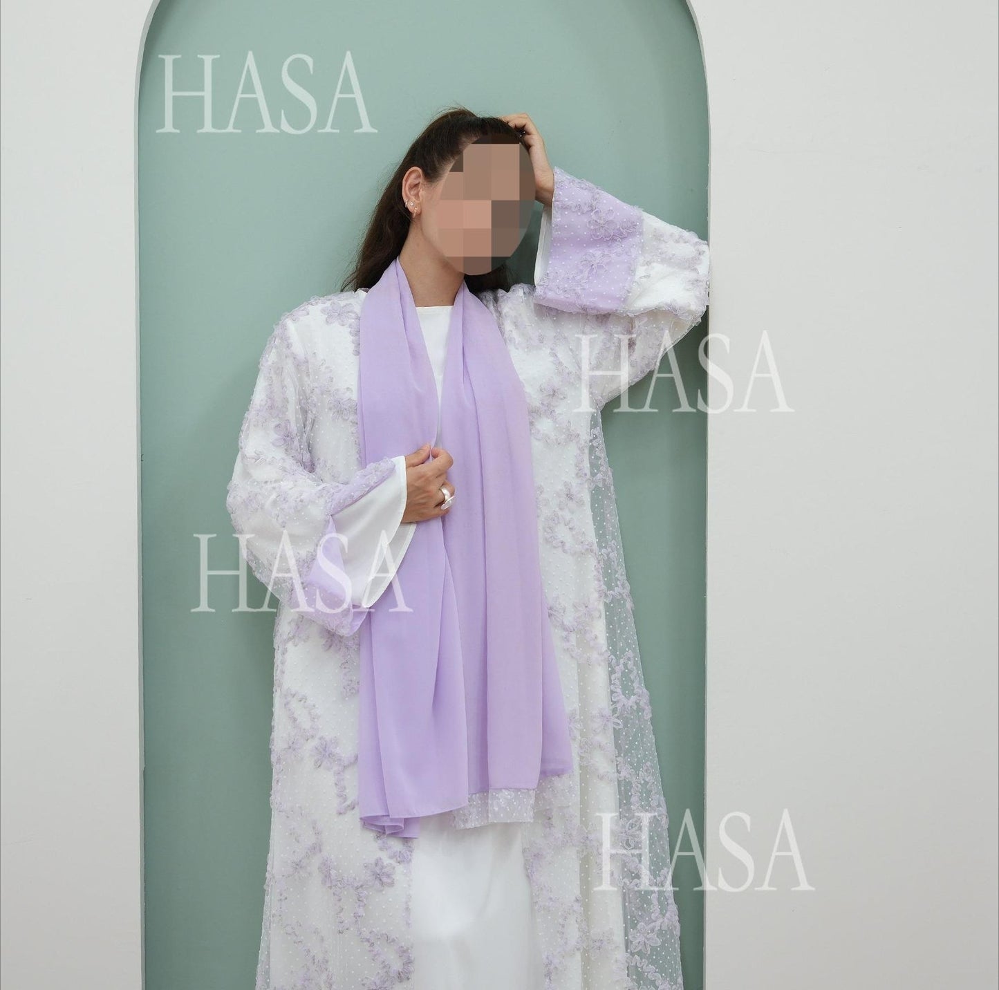 LM6622 3D flower mesh cardigan (optional headscarf and inner layer)