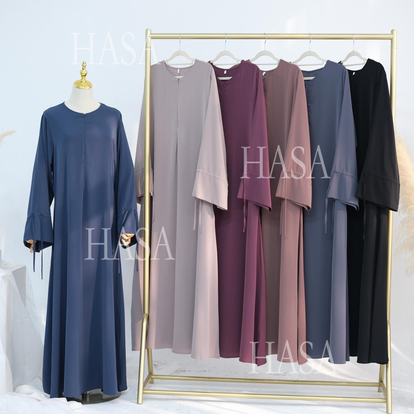 LUMAYA5861 Solid Color Sleeve Robe (without Headscarf), Elegant Temperament Instantly abaya girl