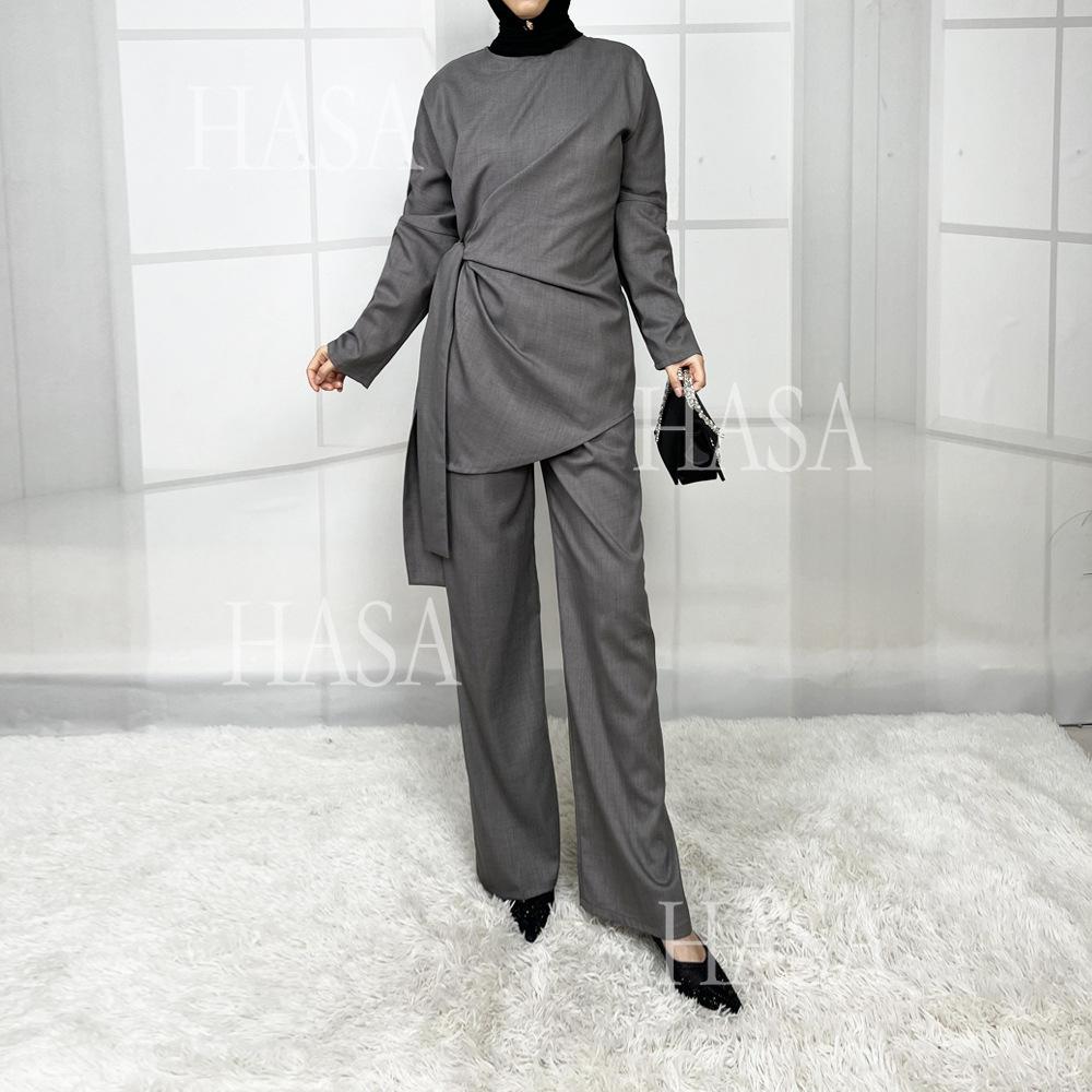 LUMAYA5856 High-end Imitation Linen Two-piece Suit (excluding Headscarf), Fashionable and Comfortable New Experience