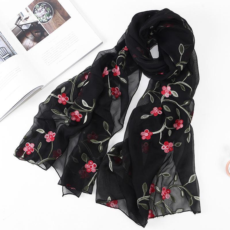 LUMAYA LM1132 Chiffon Flower Embroidered Scarf