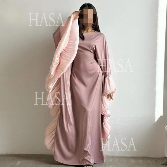 LUMAYA6473 Elegant and Graceful Heavy Stitching Lace Sleeve Robe