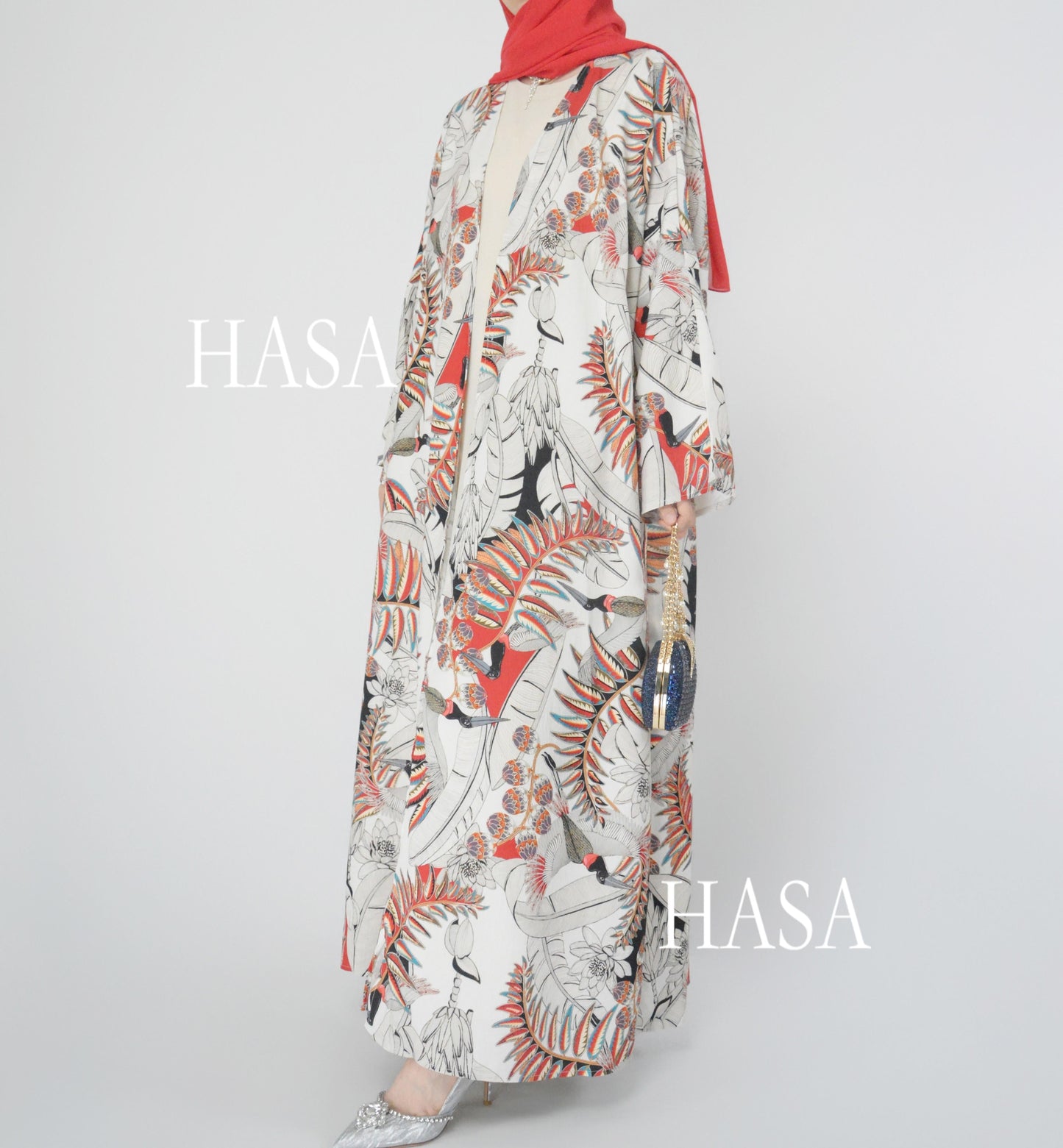LUMAYA6323 Airy Summer Cardigan with Delicate Floral Prints