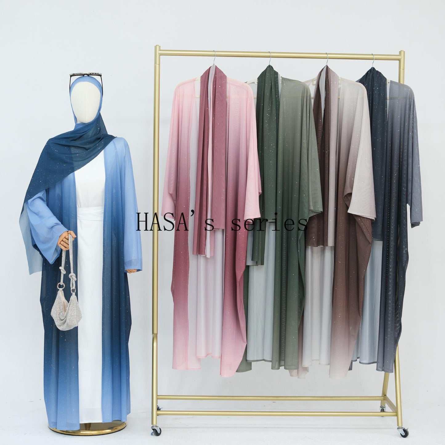 LUMAYA4839 Gradient Sequined Long Cardigan