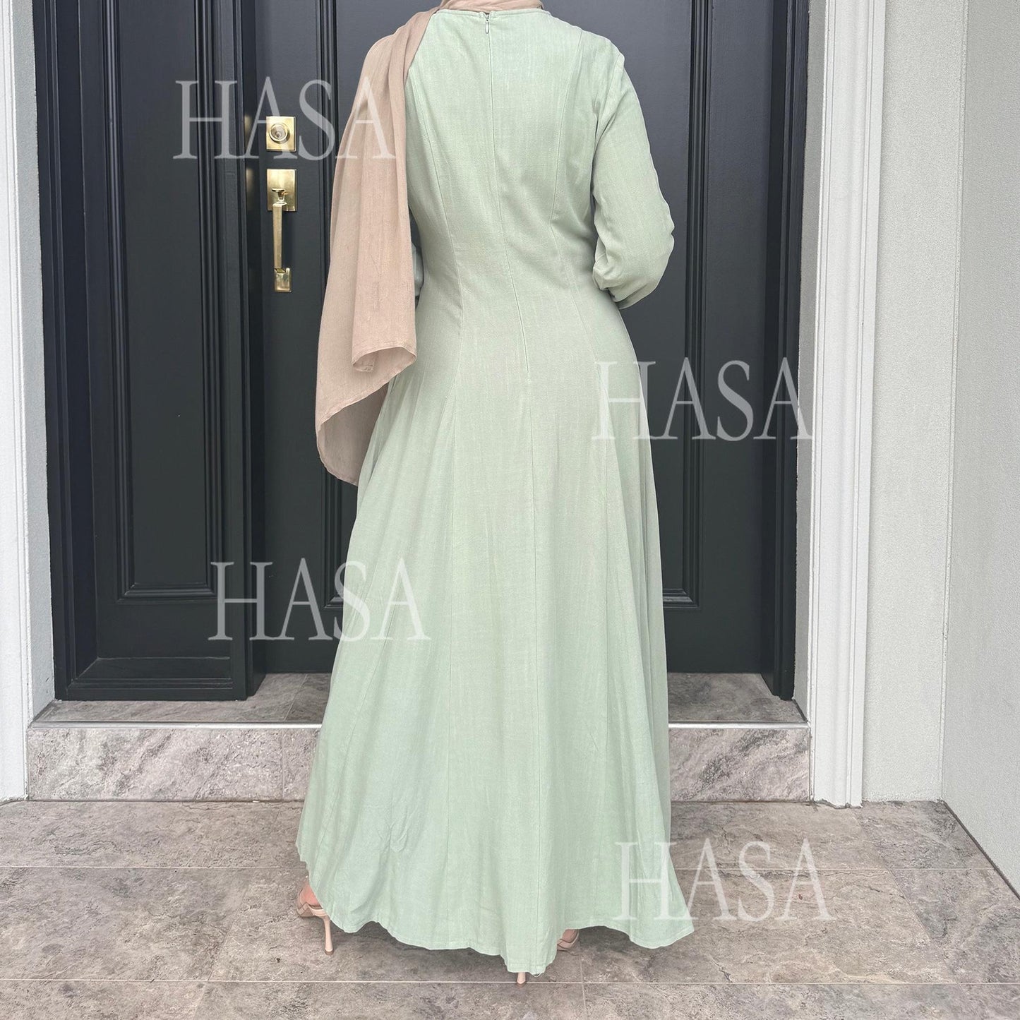 LMSA LM5868 Solid Color Swing Comfortable  Dress Robe Waist Cinching