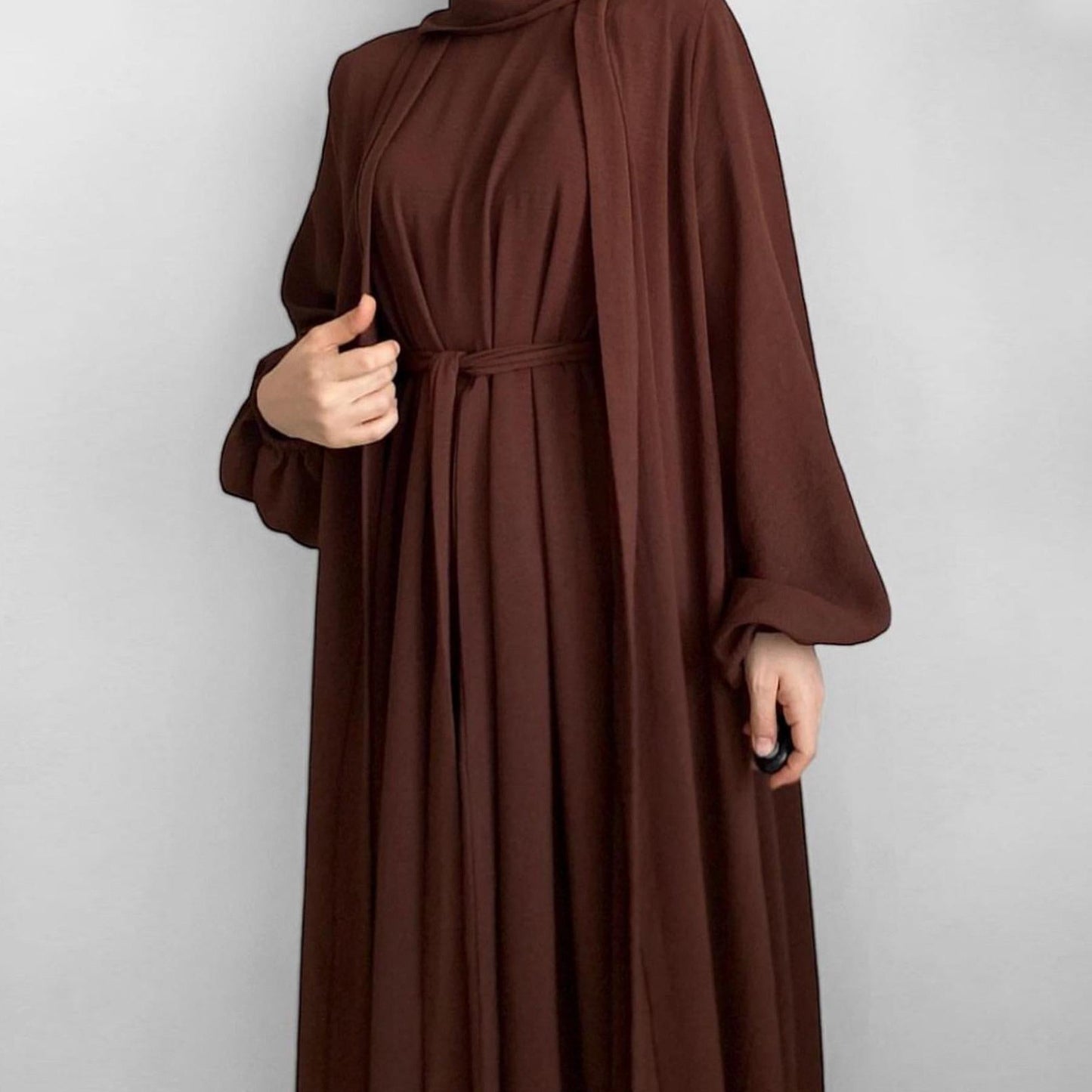 LUMAYA LUMAYA0995 3pcs Cardigan+without  Sleeves Inner Dress+Hijab