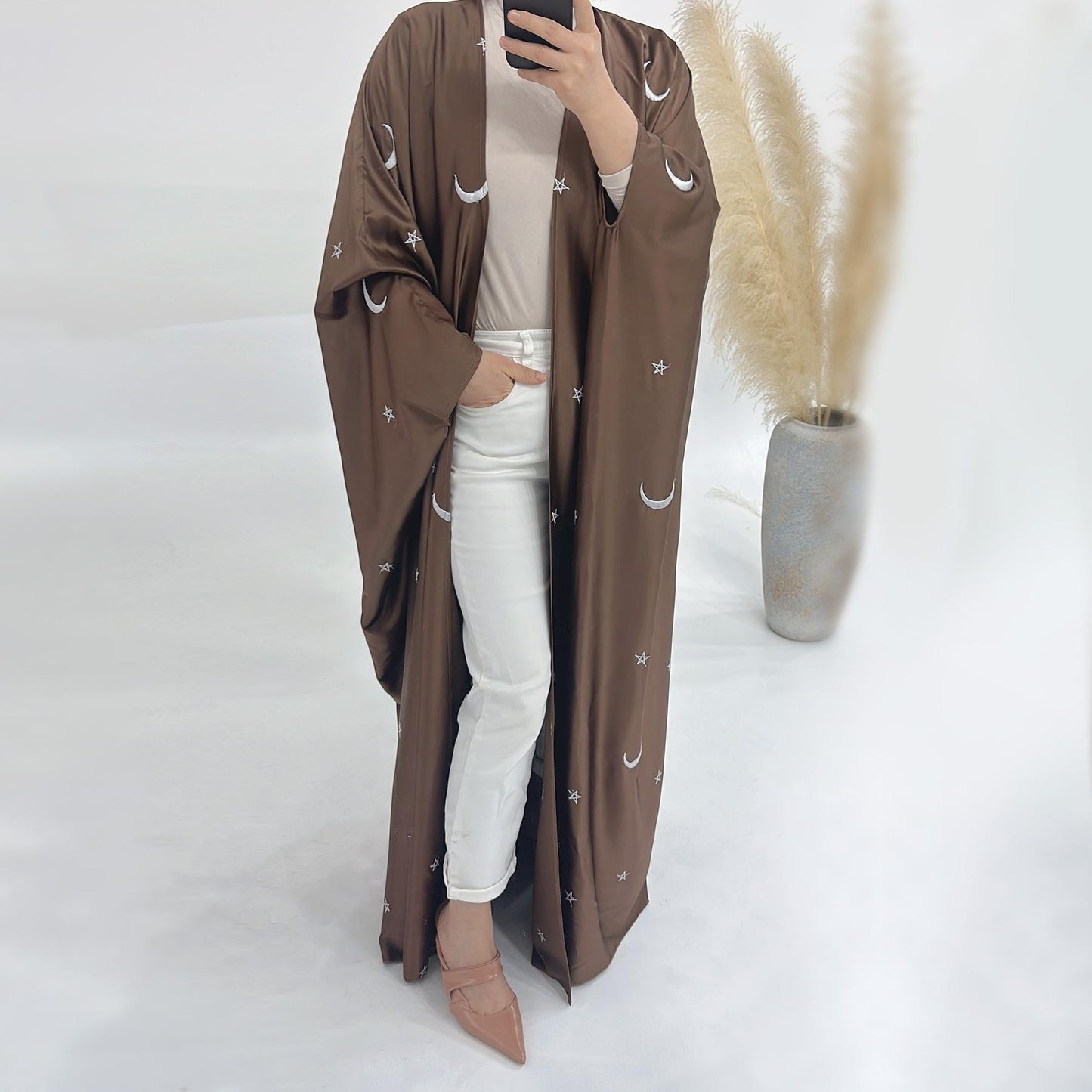 LUMAYA LM1171 Moon Embroidered Robe Kaftan Abaya