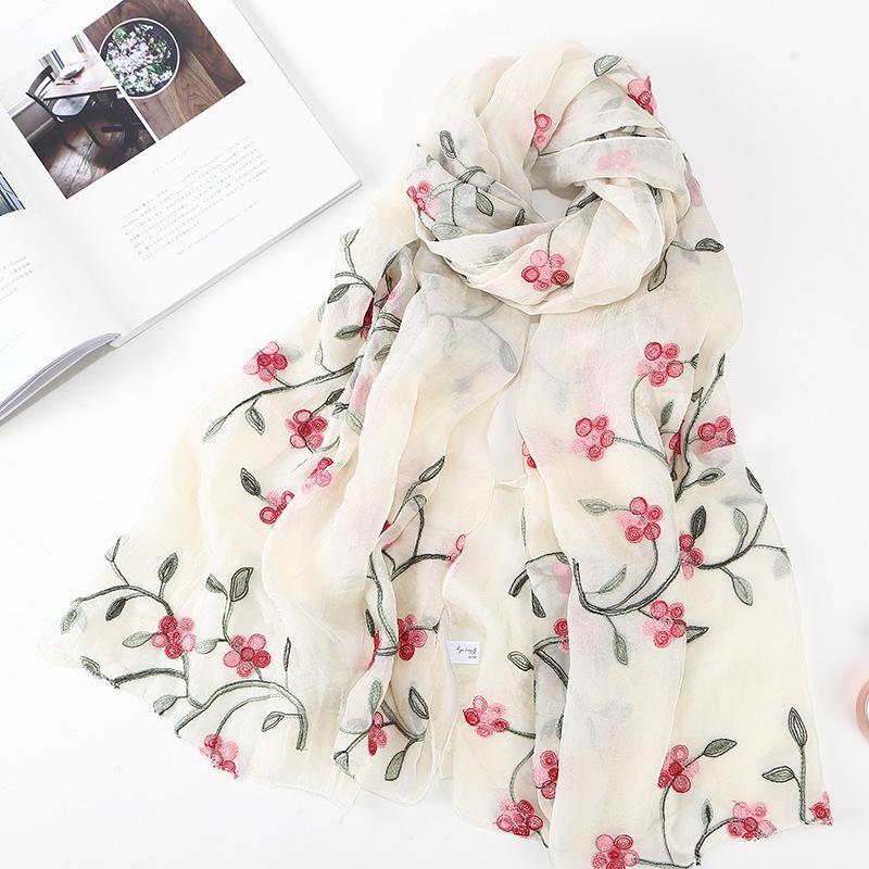 LUMAYA LM1132 Chiffon Flower Embroidered Scarf