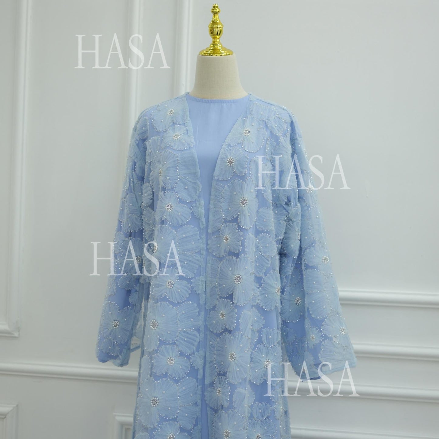 LUMAYA6625 Dreidimensionale, Perlenbesetzte Strickjacke Mit Blumenmuster, Die Mit Einer Inneren Schicht Oder Einem Kopftuch Kombiniert Werden Kann.