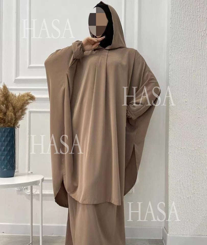 LM6583 Solid Color Long Robe Dress with Wide Swing Design