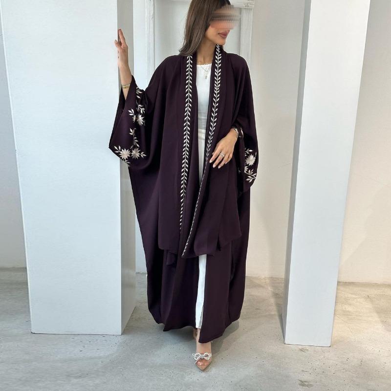 LUMAYA5099 Rhinestone-embellished Beaded Cardigan-style Robe, A High-quality Two-piece Set with A Matching Headscarf Design.