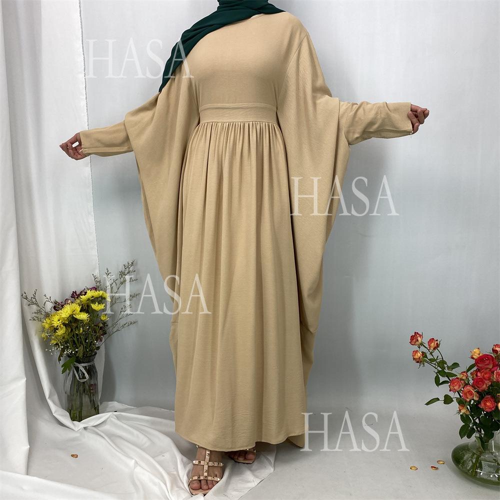 LM6586 Loose Turkish Pleated Dress, Fashionable Long Design