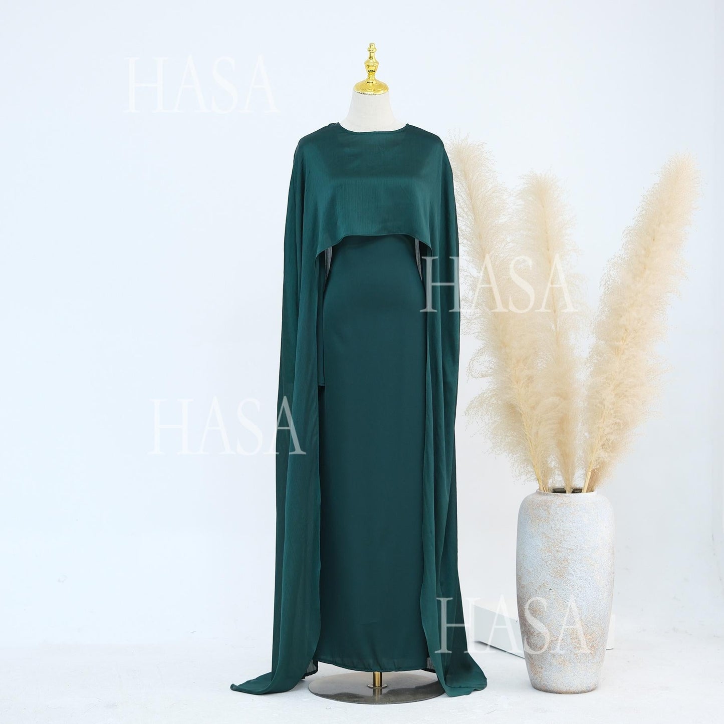 LUMAYA5870 Elegant drape two-piece robe dress-Light luxury street style abaya girl