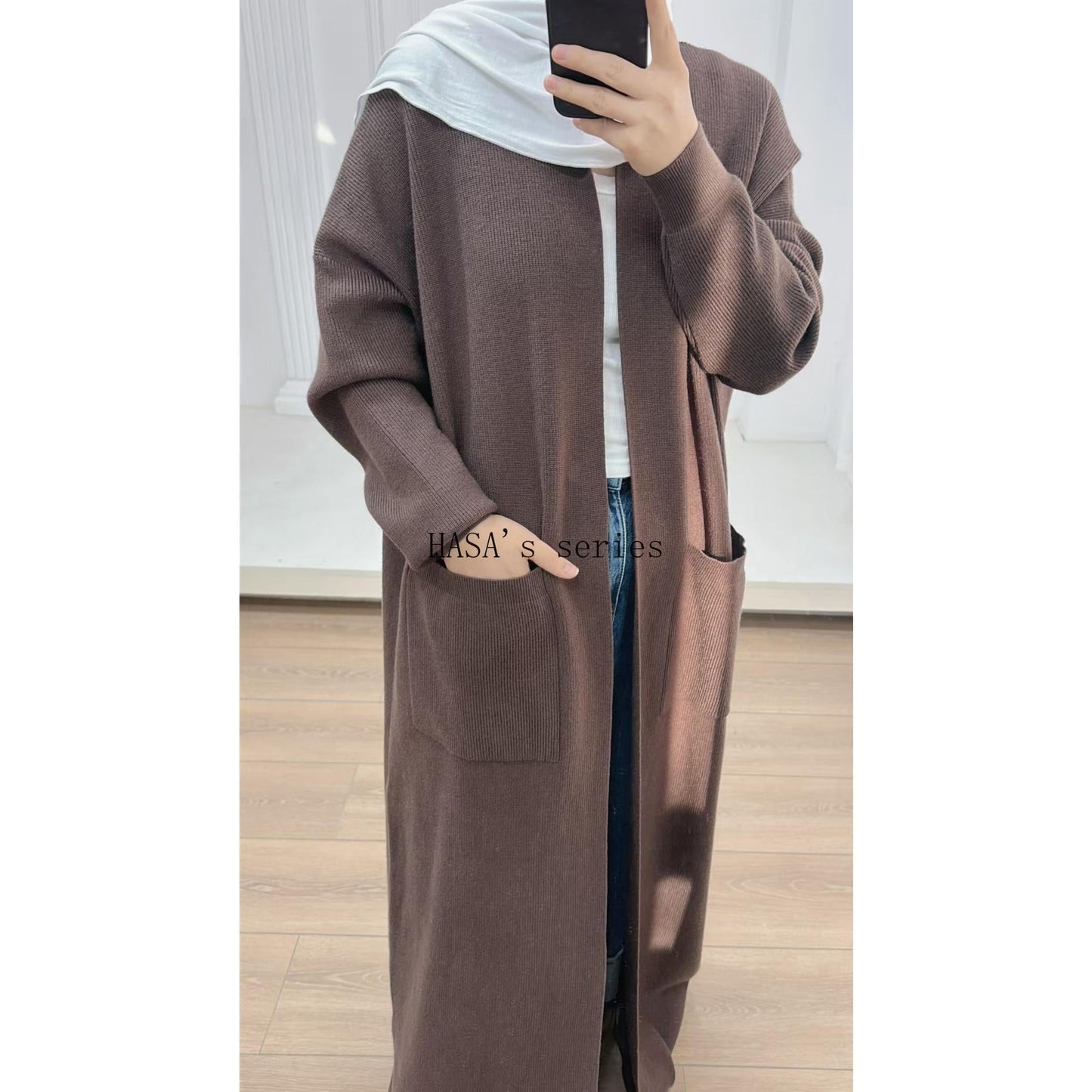 LUMAYA5439 Temperament Knitted Cardigan - Autumn and Winter Thick Loose Long Dress long  sleeve