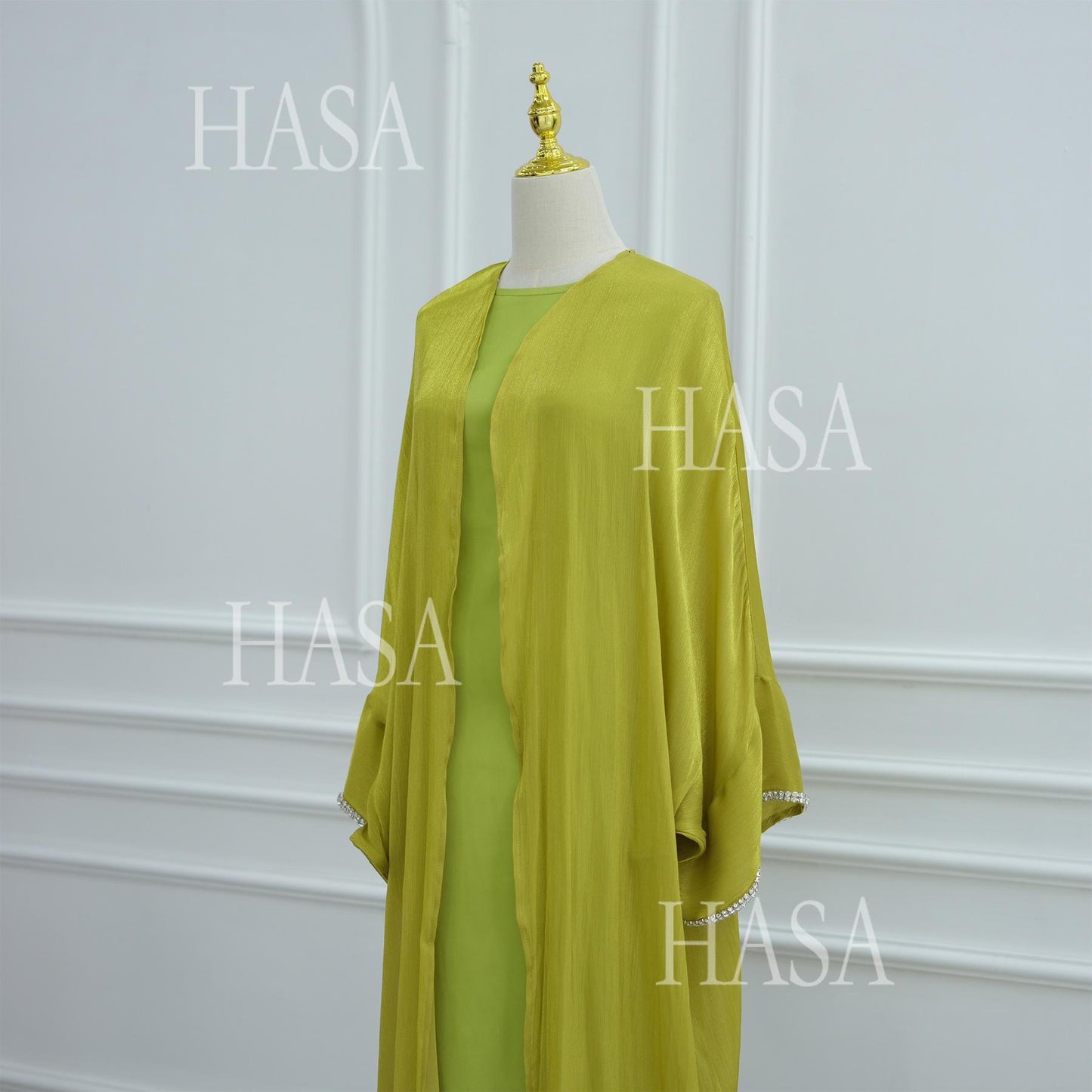 LUMAYA6553  Two-Piece Solid Abaya with Beaded Details and Matching Scarf Option