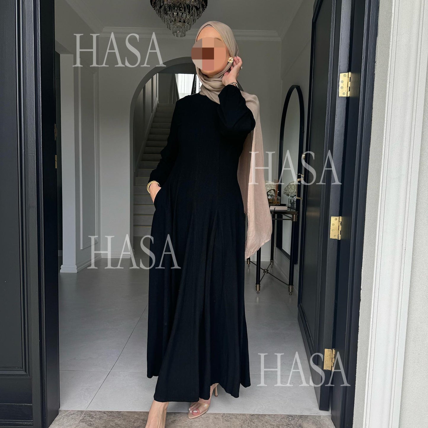 LMSA LM5868 Solid Color Swing Comfortable  Dress Robe Waist Cinching