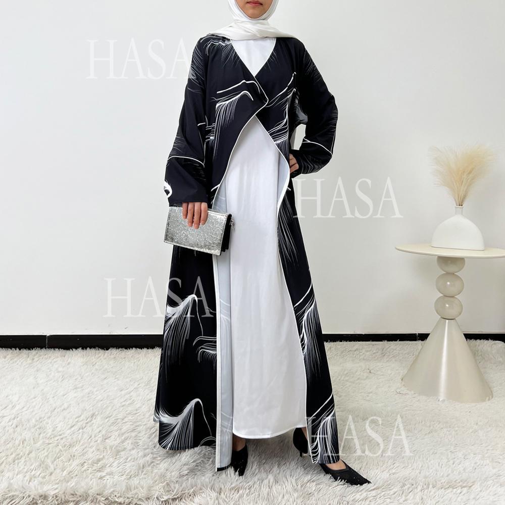 LUMAYA6498 Lightweight Printed Long Abaya Suit