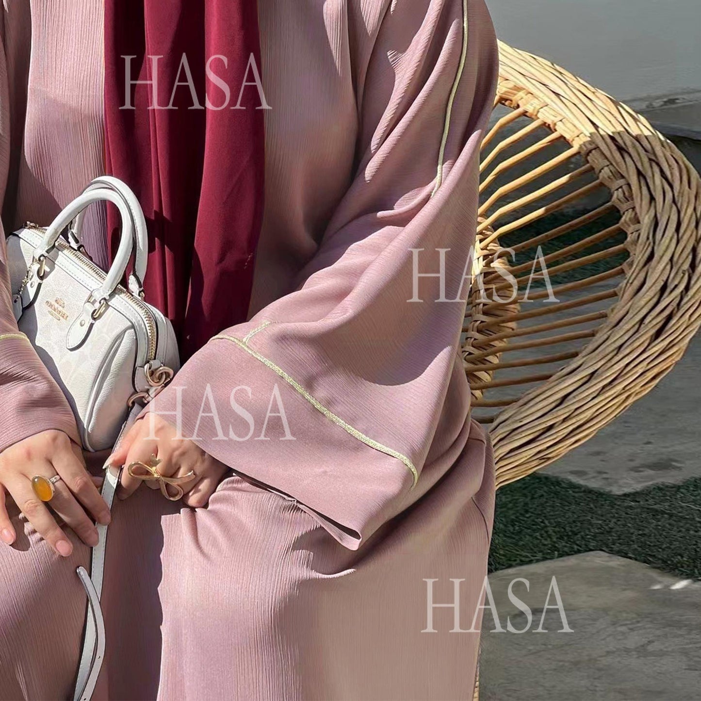 LUMAYA5876 Robe with Detailed Design and Gentle Texture for Daily Light Wear abayas