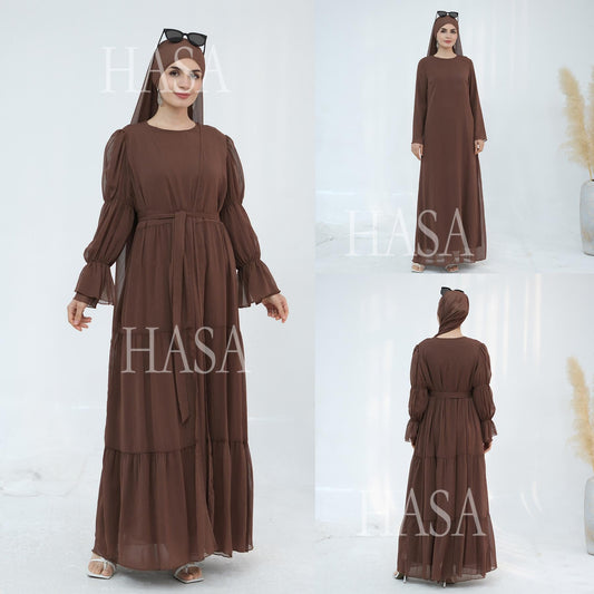 LUMAYA5880 Chiffon Texture Layered Design, A Two-way Dress Suitable for Both Daily and Formal Occasions